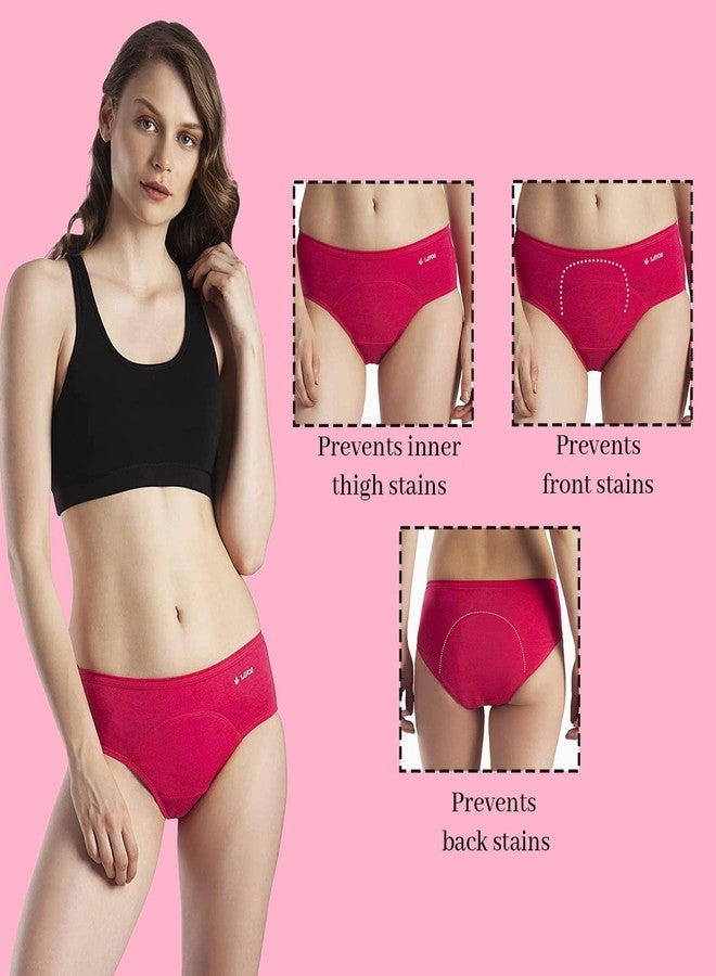 Lavos Women's Period Panty Hipster Leak Proof Underwear for Low Flow, Reusable Odor & Stain Free Bamboo Cotton Anti-Bacterial Menstrual Periods Panties for Women (F.Pink/F.Pink-S) - Image 5
